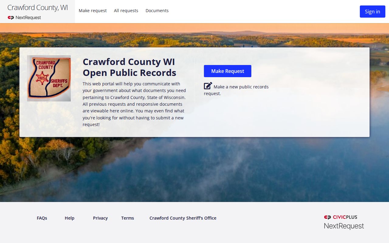 Crawford County booking record request portal