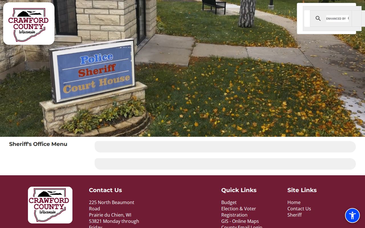 Crawford County Sheriff homepage used to check wanted and warrant information